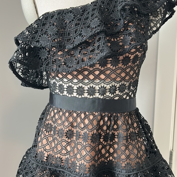 NWT Self Portrait Black Floral Chain Dress US4 - Picture 10 of 16